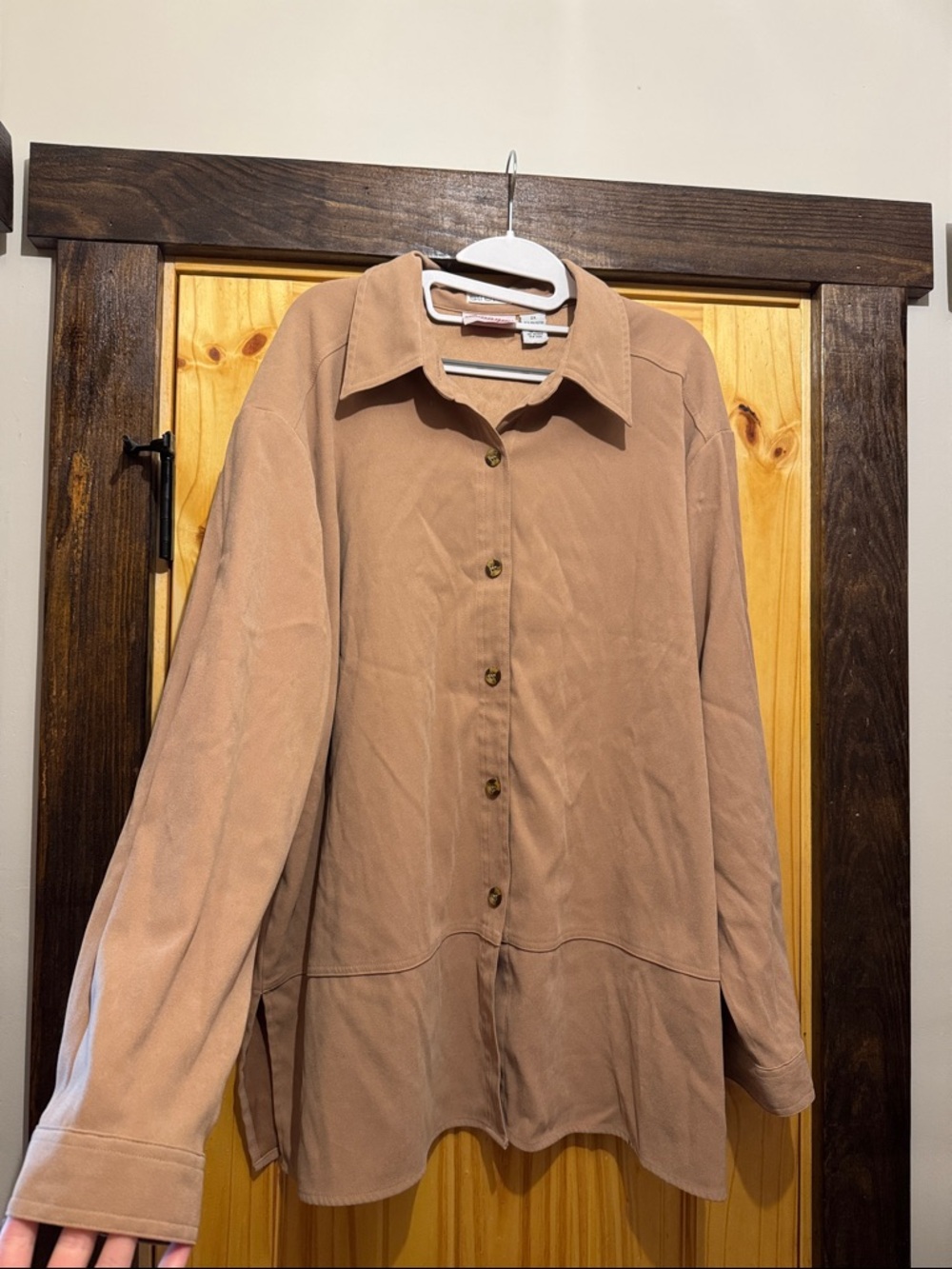JoAnna Taupe Button-Front top 2x